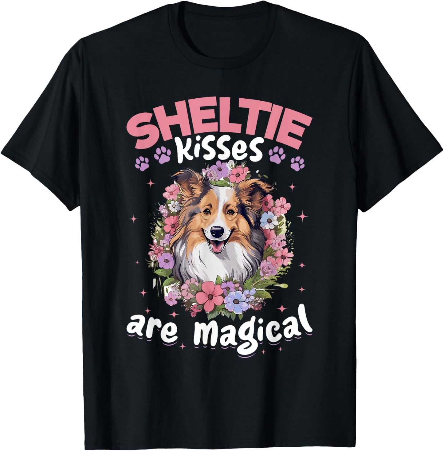 Shetland Sheepdog Dog Sheltie - Sheltie kisses are magical Women Kids T-Shirt - T-Shirt | Black