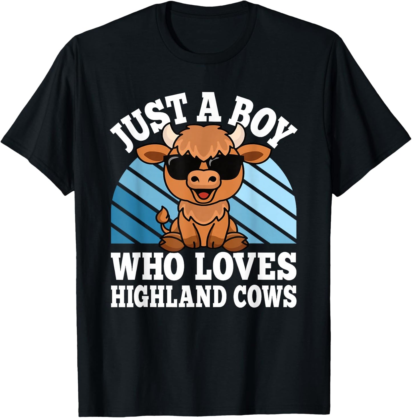 Just A Boy Who Loves Highland Cows Western Kids T-Shirt - T-Shirt | Black