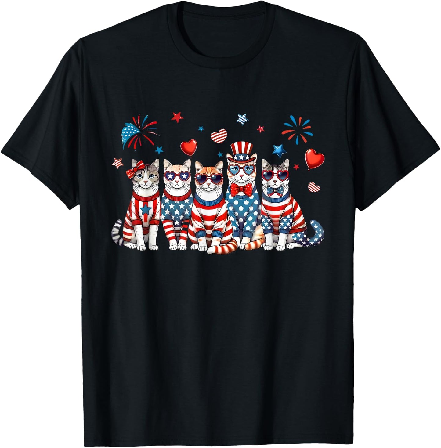 250 Years 1776 2026 250th Anniversary Cat 4th of July T-Shirt - T-Shirt | Black