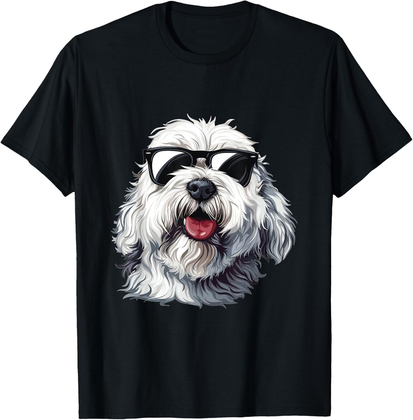 Old English Sheepdog Sunglasses Dog Breed Graphic Women Girls Kids T-Shirt - T-Shirt | Black