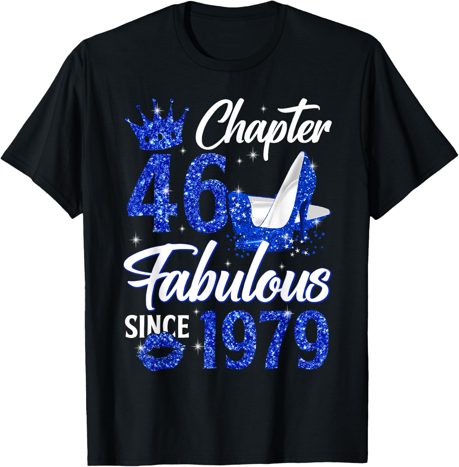 Chapter 46 Fabulous Since 1979 46th Leopard Birthday Queen T-Shirt - T-Shirt | Black