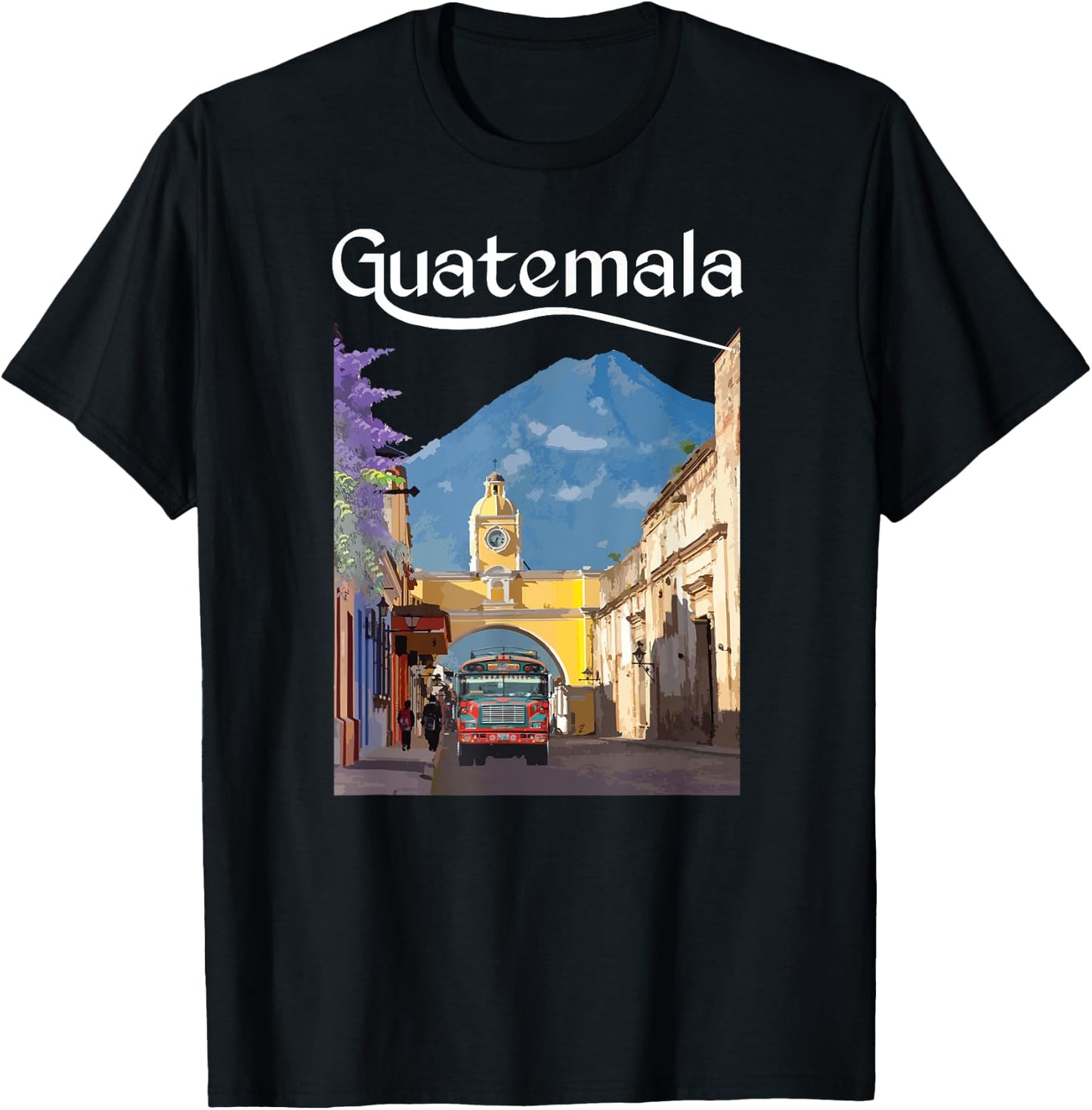 Guatemala Chicken Bus Antigua Chapin Quetzal Guate Tikal 502 T-Shirt - T-Shirt | Black
