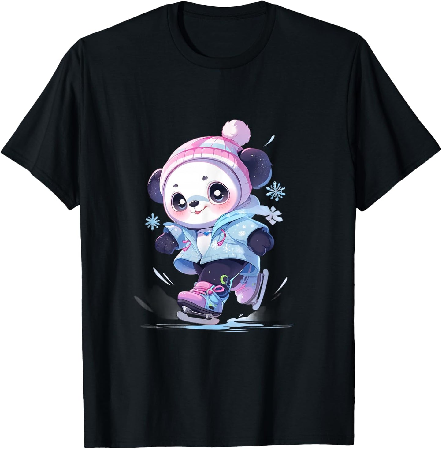 Panda Figure Skating Figure Skater Ice Skates T-Shirt - T-Shirt | Black