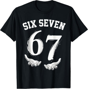 Six Seven 67 Meme Lustiges Zahlen Design Für Kinder Teenager T-Shirt - T-Shirt | Black