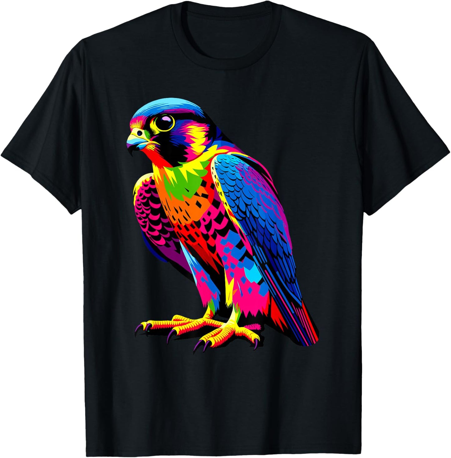 Colorful Pop Art Peregrine Falcon Peregrines T-Shirt - T-Shirt | Black