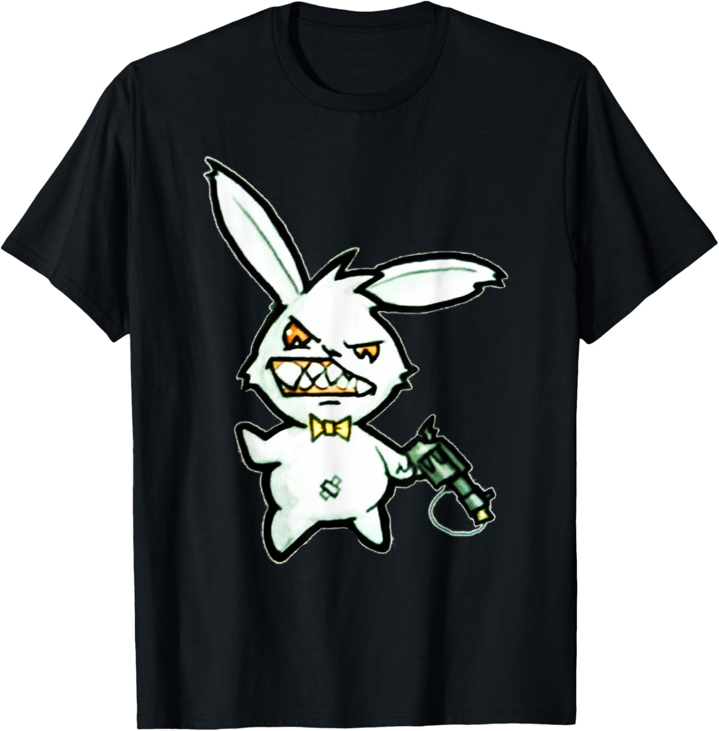 Crazy Loaded Pistol Psycho Bunny Shirt - Cartoon T-Shirt - T-Shirt | Black