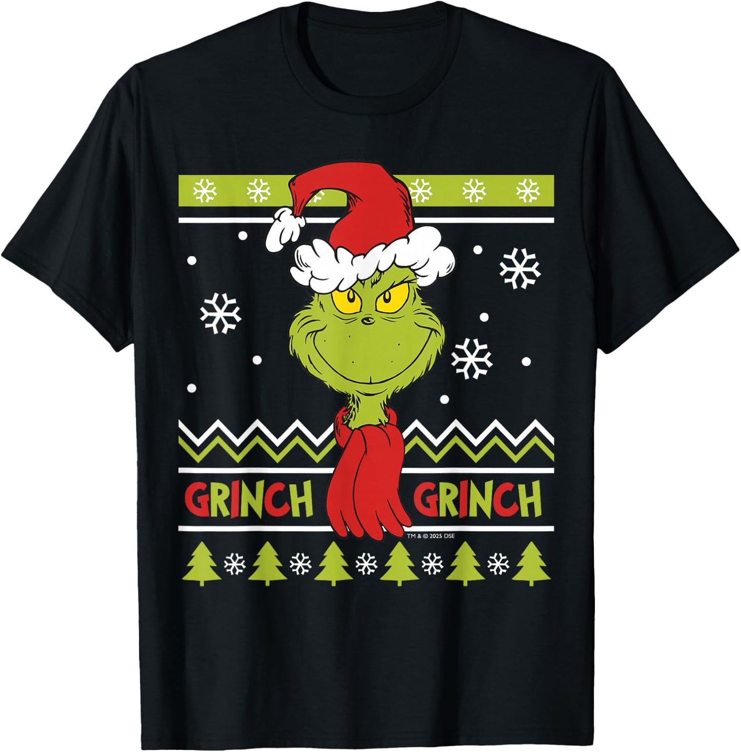 Grinch - Grinch with Scarf T-Shirt - T-Shirt | Black