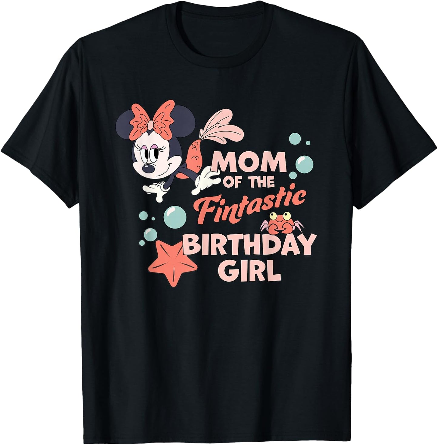 Disney Minnie Mouse Mermaid Mom of The Birthday Girl T-Shirt - T-Shirt | Black