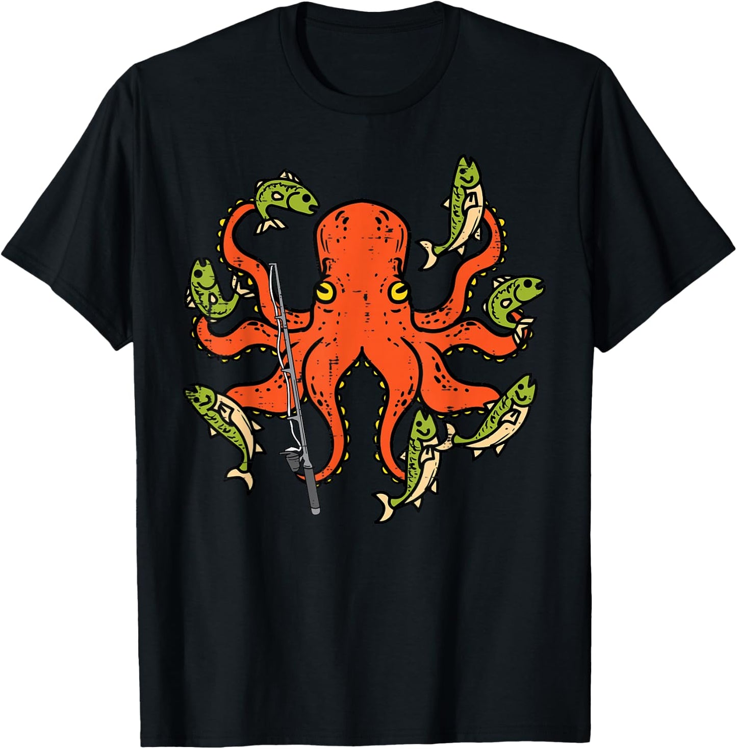 Octopus Fishing Funny Angling Fiaherman Angler Men Women Kid T-Shirt - T-Shirt | Black