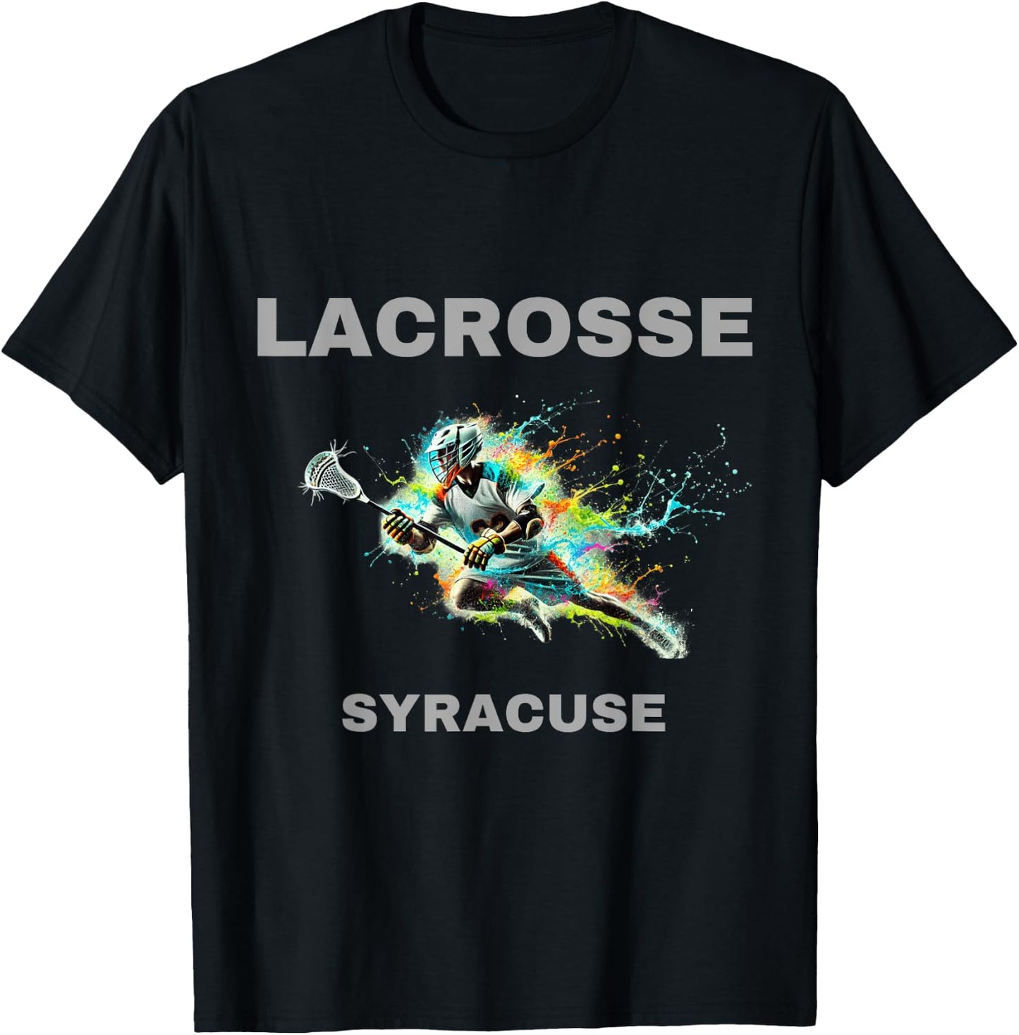 Colorful Lacrosse Player - Syracuse T-Shirt - T-Shirt | Black