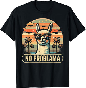 No Problama Lama With Shades Fans Retro Sunset Vintage Men T-Shirt - T-Shirt | Black
