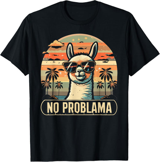 No Problama Lama With Shades Fans Retro Sunset Vintage Men T-Shirt - T-Shirt | Black