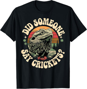 Bearded Dragon Lover Retro Got Crickets Tiny Dinosaur T-Shirt - T-Shirt | Black
