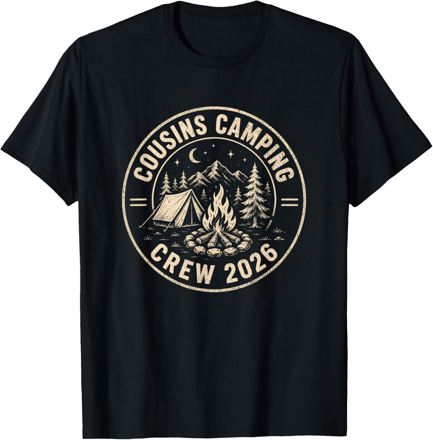 Cousins Camping Crew 2026 Summer Camp Men Women Boys Girls T-Shirt - T-Shirt | Black