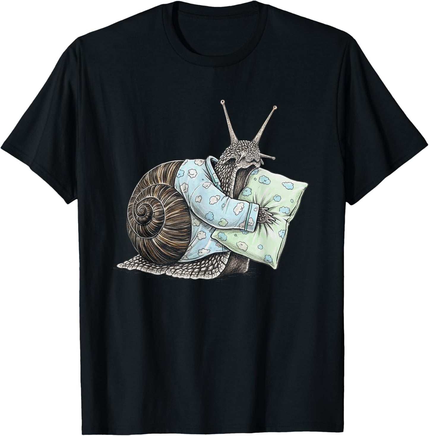 Funny Sleepy Snail Pajama Women Men Kids Boys And Girls T-Shirt - T-Shirt | Black