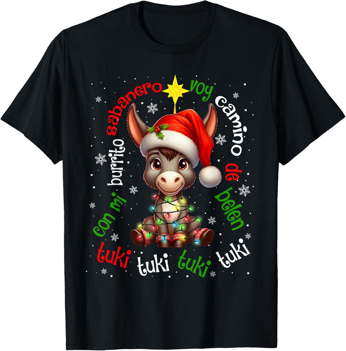 Tuki Tuki Donkey Mi Burrito Sabanero Mexican Mexico Xmas T-Shirt - T-Shirt | Black
