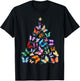Butterfly Christmas Tree Lights Insect Christmas Gifts T-Shirt - T-Shirt | Black