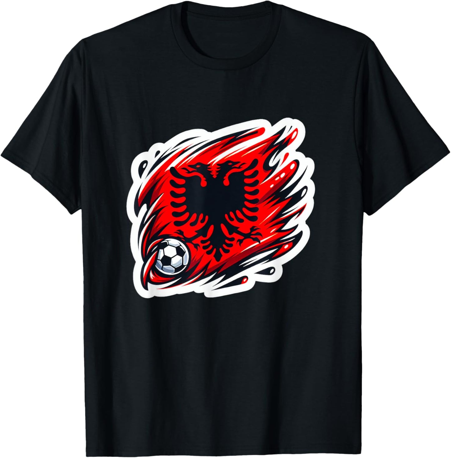 Leistungsstarke patriotische albanische Flagge Albanien Fan T-Shirt - T-Shirt | Black