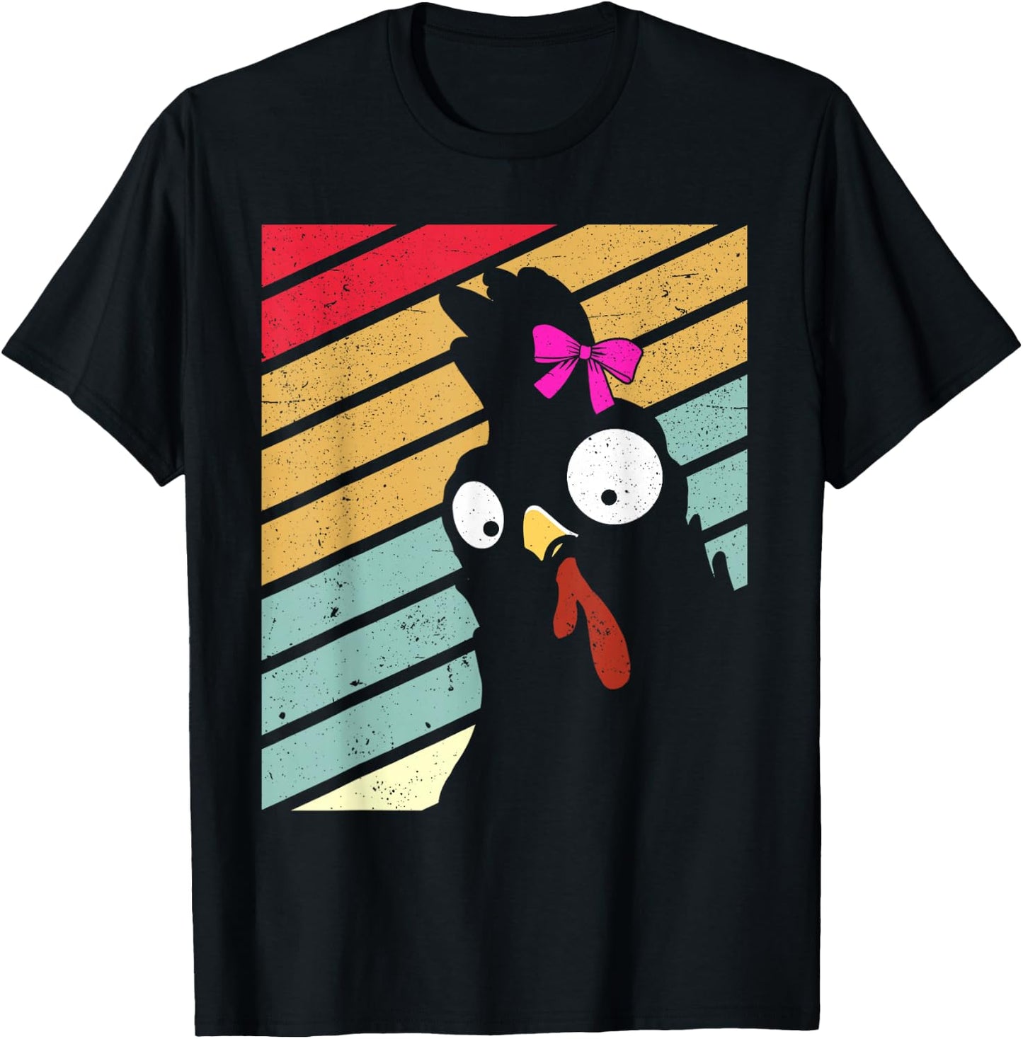 Funny Chicken Women Retro Chicken Farmer Girls T-Shirt - T-Shirt | Black