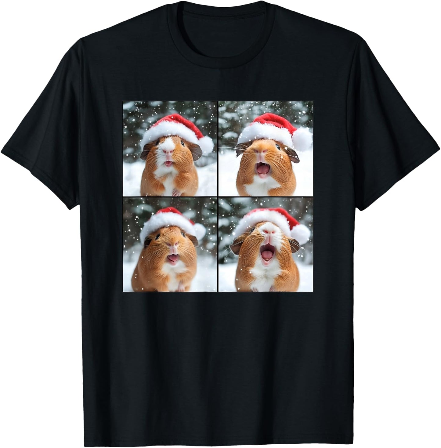 Guinea Pig With Santa Hat Christmas Guinea Pig Lover T-Shirt - T-Shirt | Black