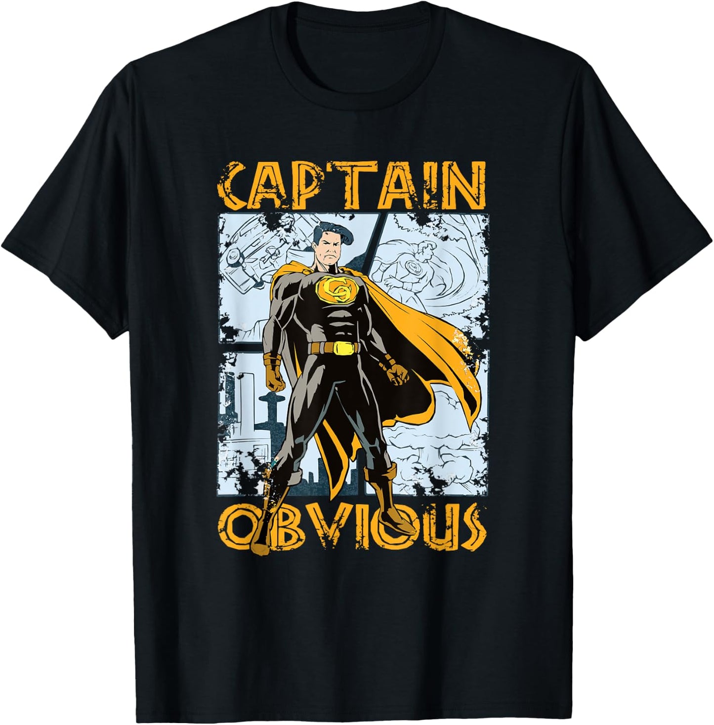 Captain Obvious Funny Sarcastic Graphic Novelty Superhero T-Shirt - T-Shirt | Black