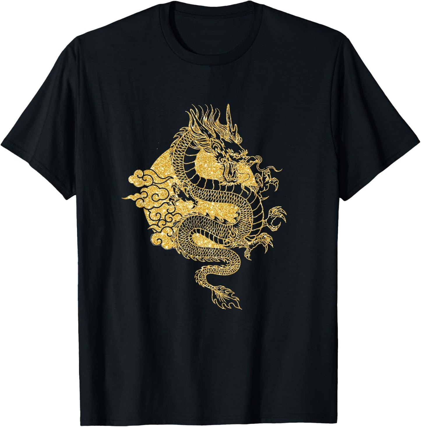 Chinesischer goldener Drache T-Shirt - T-Shirt | Black