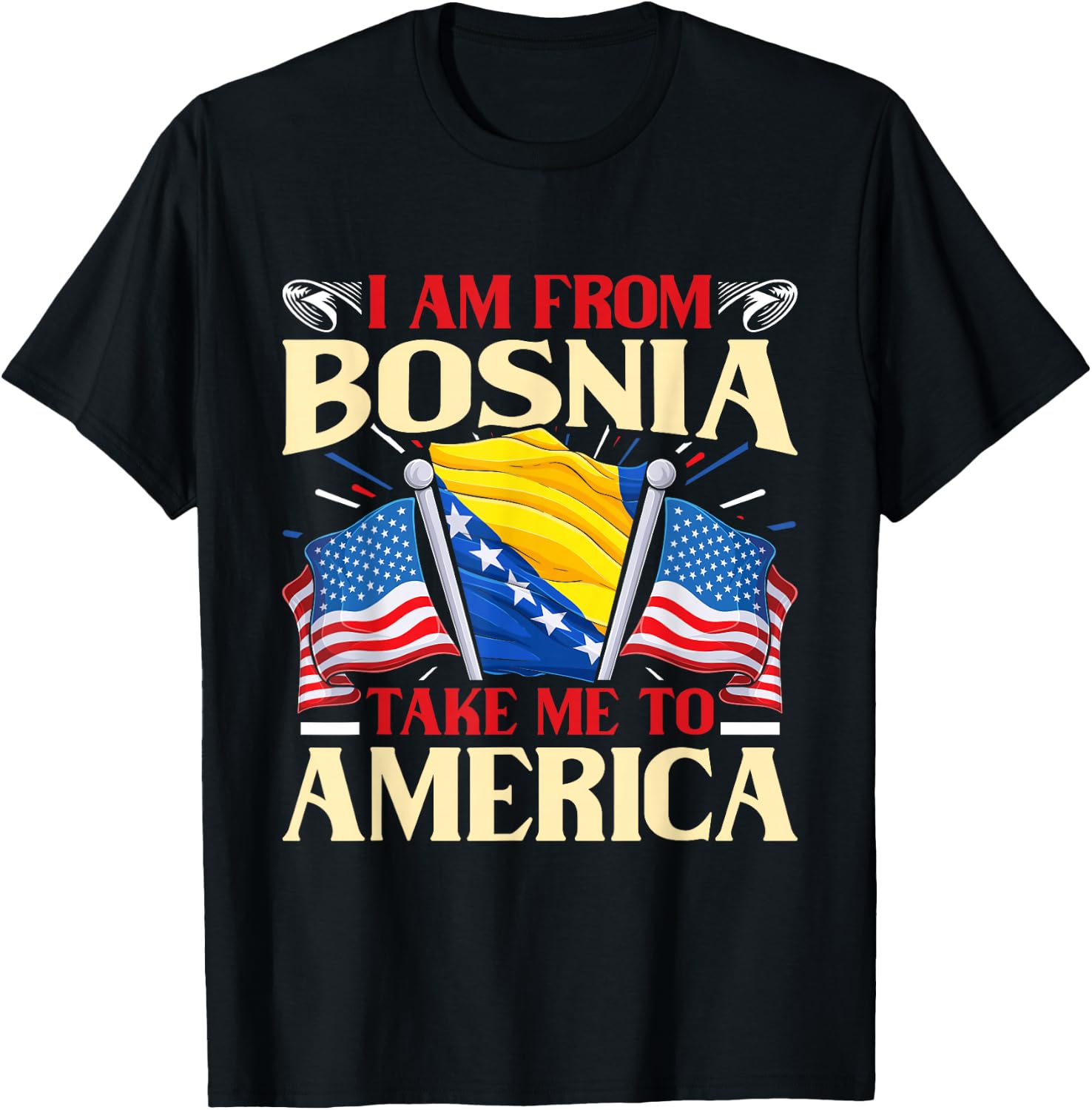 I am from Bosnia take me to America - Bosnien Herzegowina T-Shirt - T-Shirt | Black