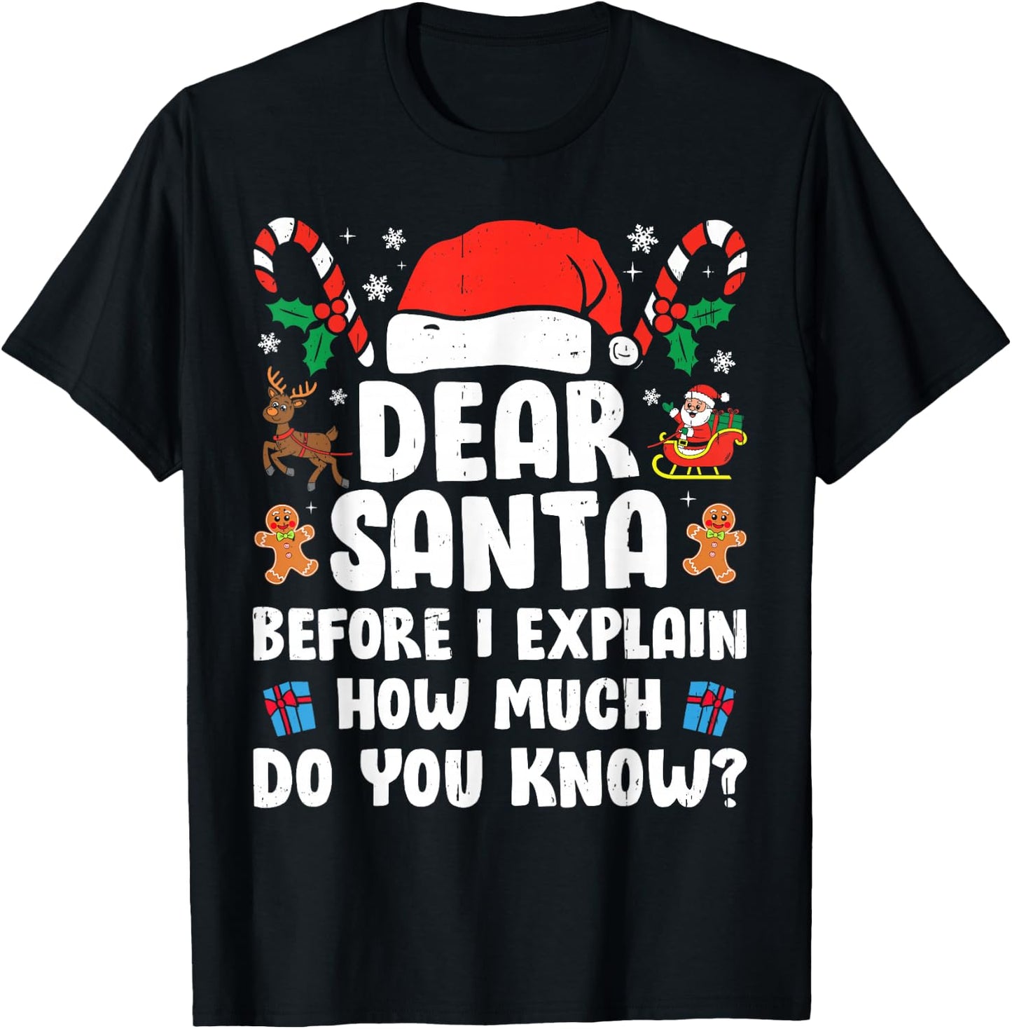 Dear Santa I Can Explain Funny Christmas Xmas Men Women Kids T-Shirt - T-Shirt | Black