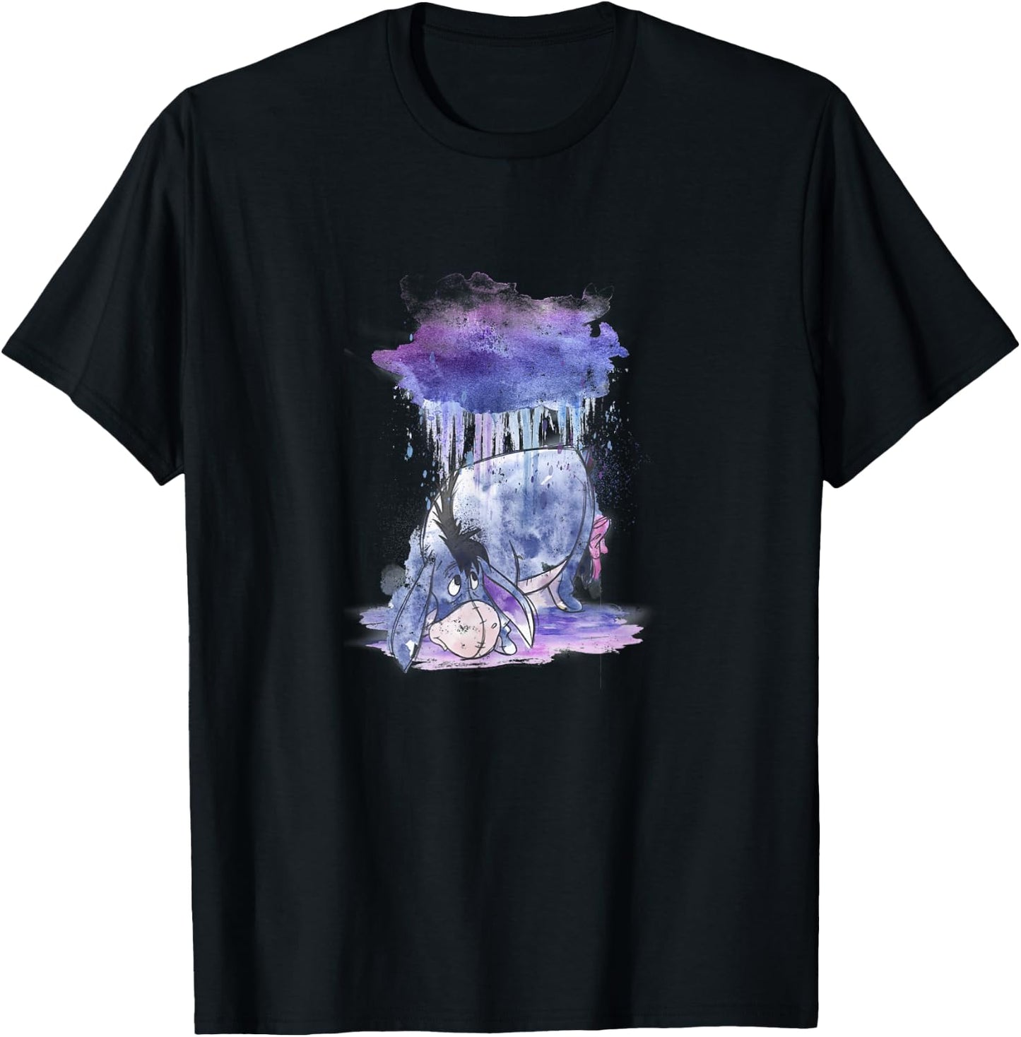 Disney Winnie The Pooh Eeyore Watercolor Rain Cloud , Black, S T-Shirt - T-Shirt | Black