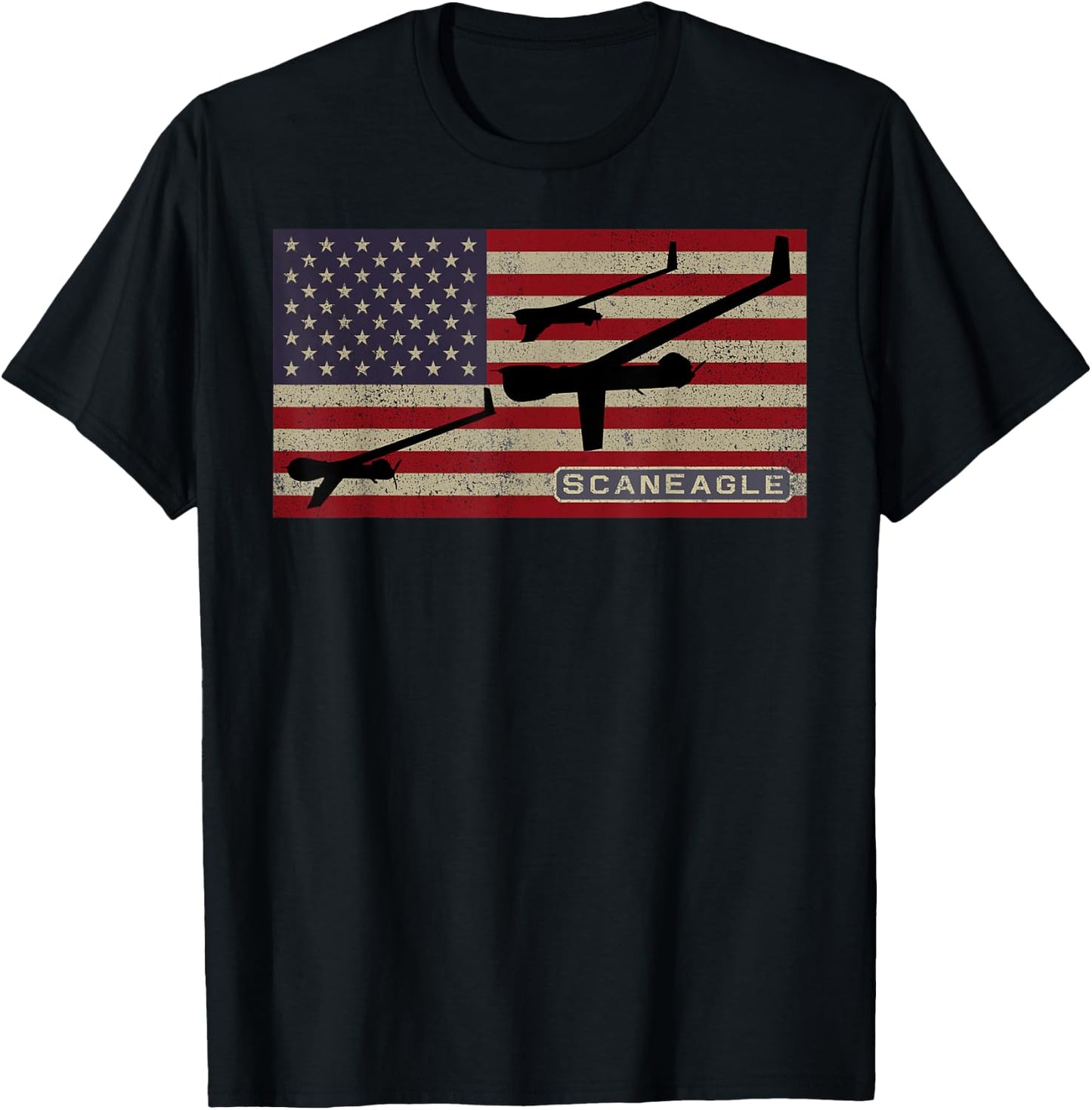 ScanEagle Military UAV Drone American Flag Women Kids Men T-Shirt - T-Shirt | Black
