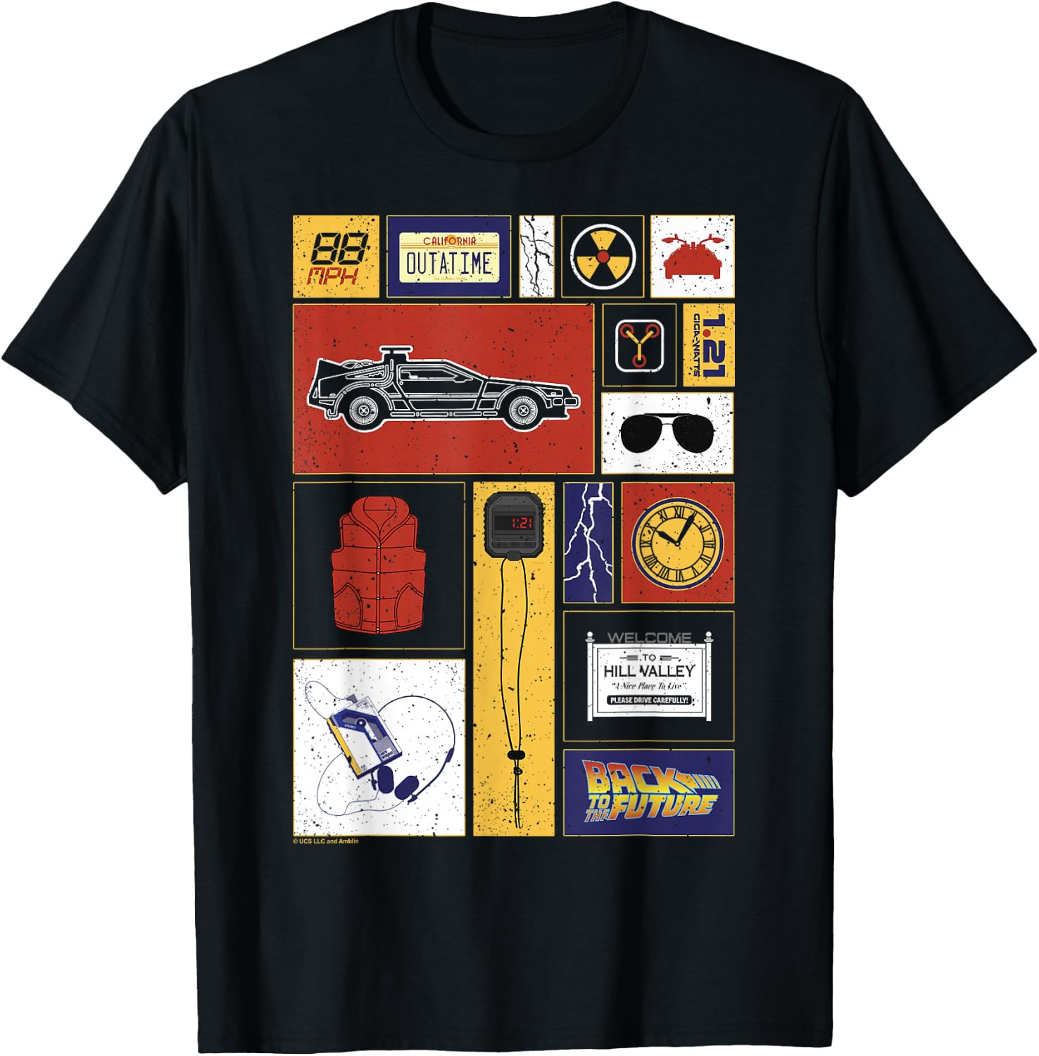 Back to The Future 35th Anniversary Icon Panels T-Shirt - T-Shirt | Black