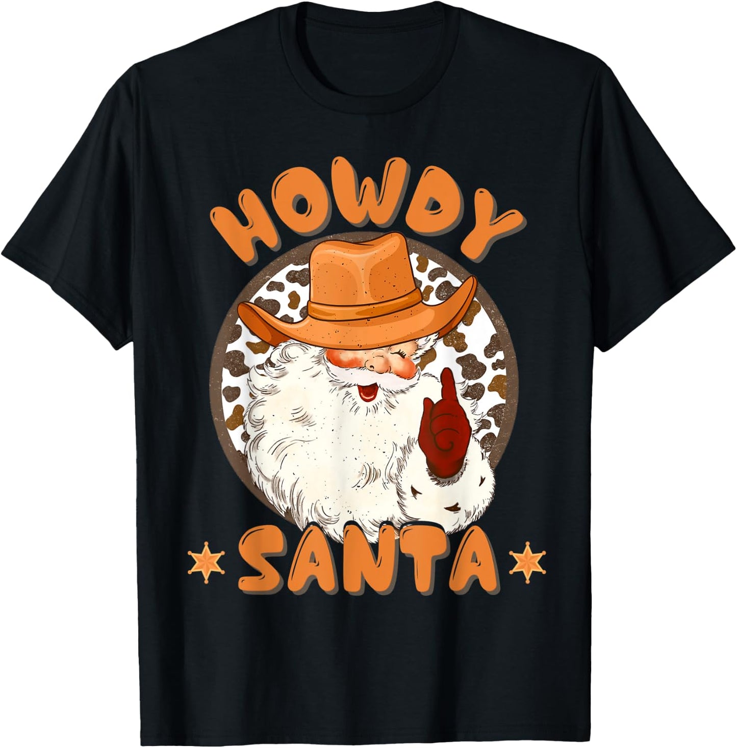 Retro Howdy Santa Cowboy Country Christmas Xmas Kids Boy Pjs T-Shirt - T-Shirt | Black