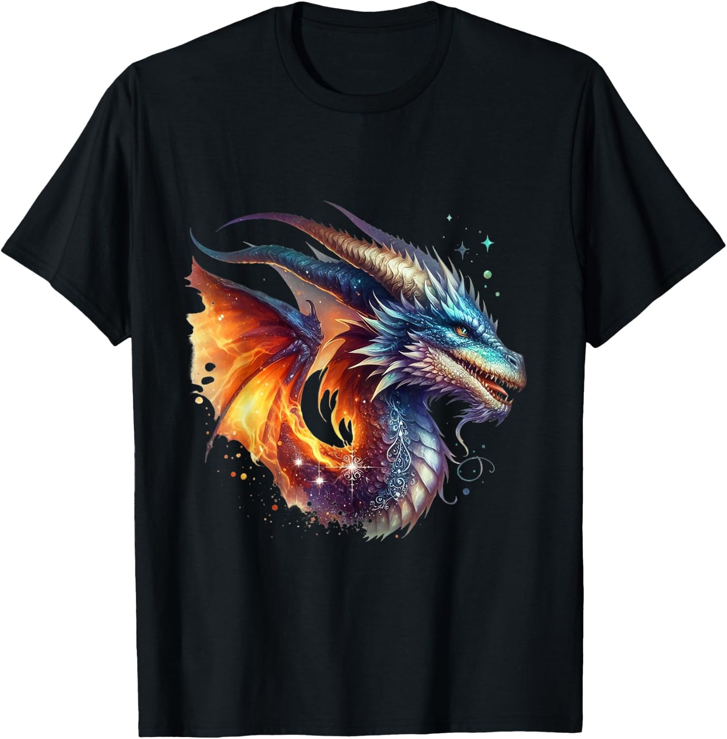 Flying Mythical Creature Cool Dragon Flame-Spewing Dragon T-Shirt - T-Shirt | Black