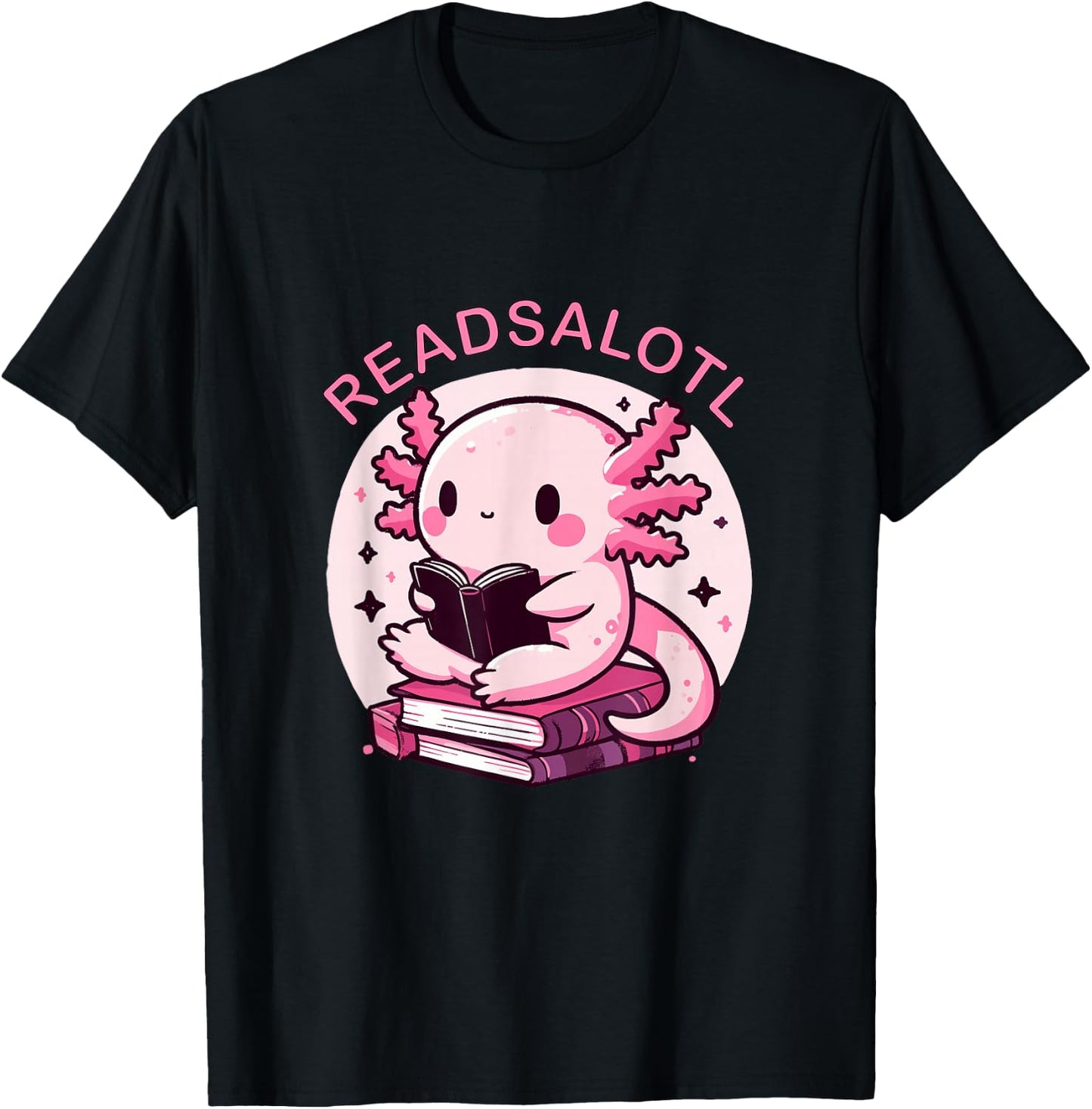 Cute Axolotl Readsalotl Reading Books Bookworm Boys Girls T-Shirt - T-Shirt | Black