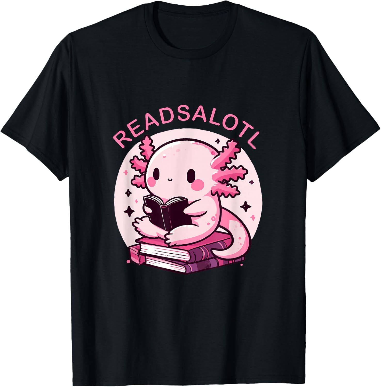 Cute Axolotl Readsalotl Reading Books Bookworm Boys Girls T-Shirt - T-Shirt | Black