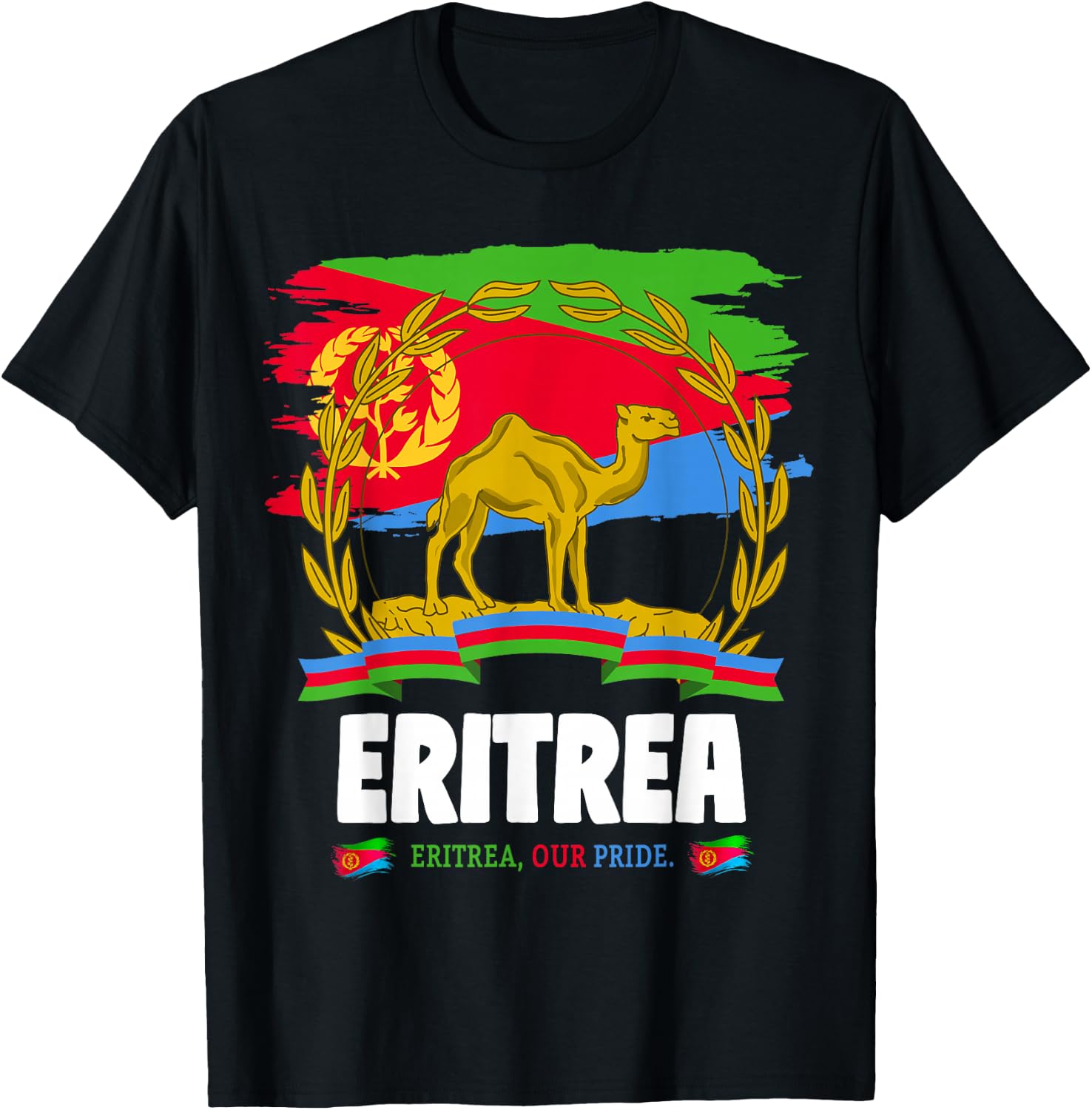 Eritrean Flag Outfit Ideas & Camel Eritrea Flag T-Shirt - T-Shirt | Black