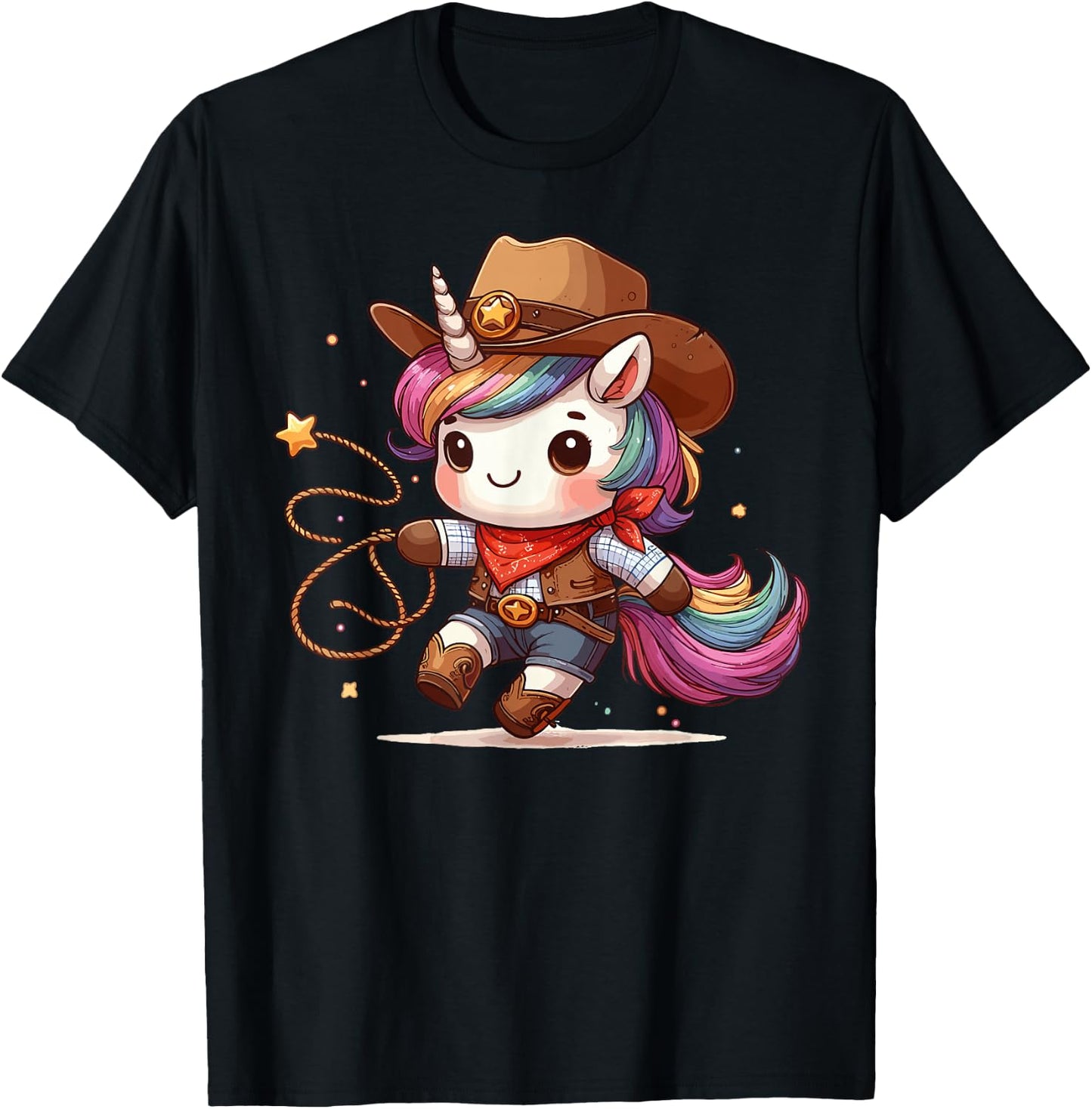 Western Rodeo Cowboy Hat Unicorn Texas Animals T-Shirt - T-Shirt | Black