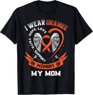I Wear Orange In Memory Of My Mom Leukemia Cancer Graphic T-Shirt - T-Shirt | Black