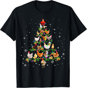 Chicken Christmas Tree Ornament Decor Xmas T-Shirt - T-Shirt | Black