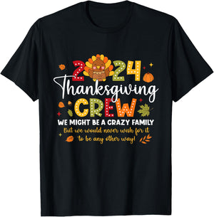 HALLOWEEN.HUG Family Thanksgiving 2024 Thanksgiving Crew Turkey Matching , Small, Black T-Shirt - T-Shirt | Black
