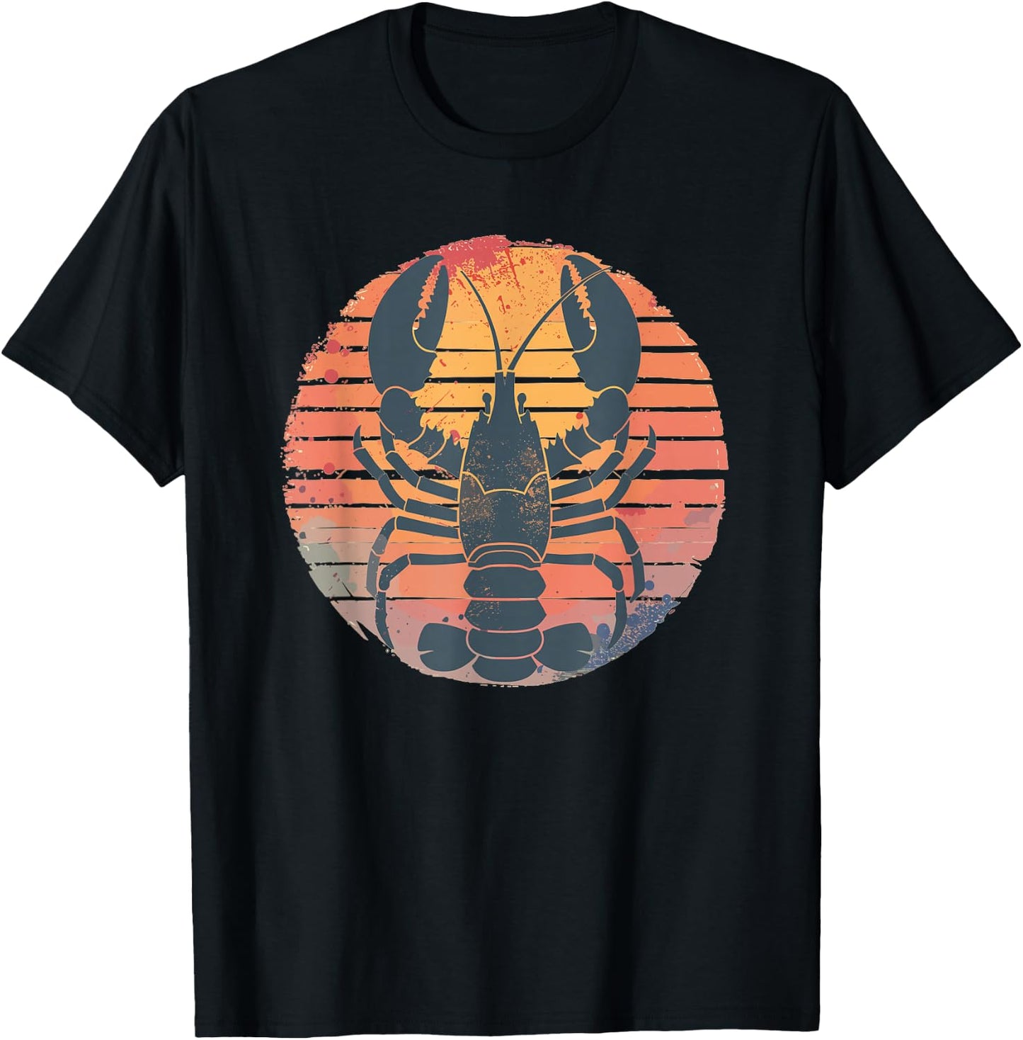 Retro Sunset Lobster T-Shirt - T-Shirt | Black