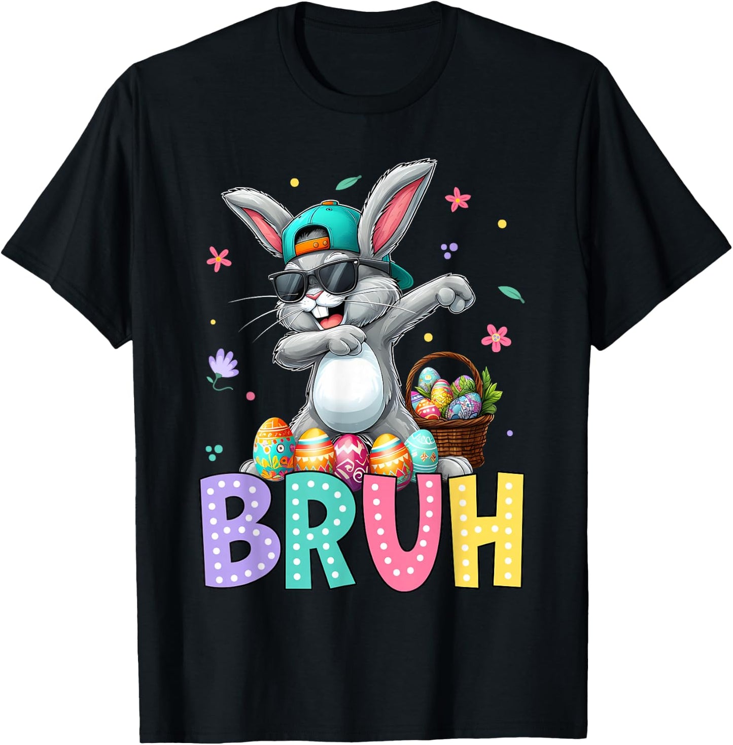 Bruh Meme Easter Day Dabbing Bunny Easter Bruh Boys Kids T-Shirt - T-Shirt | Black