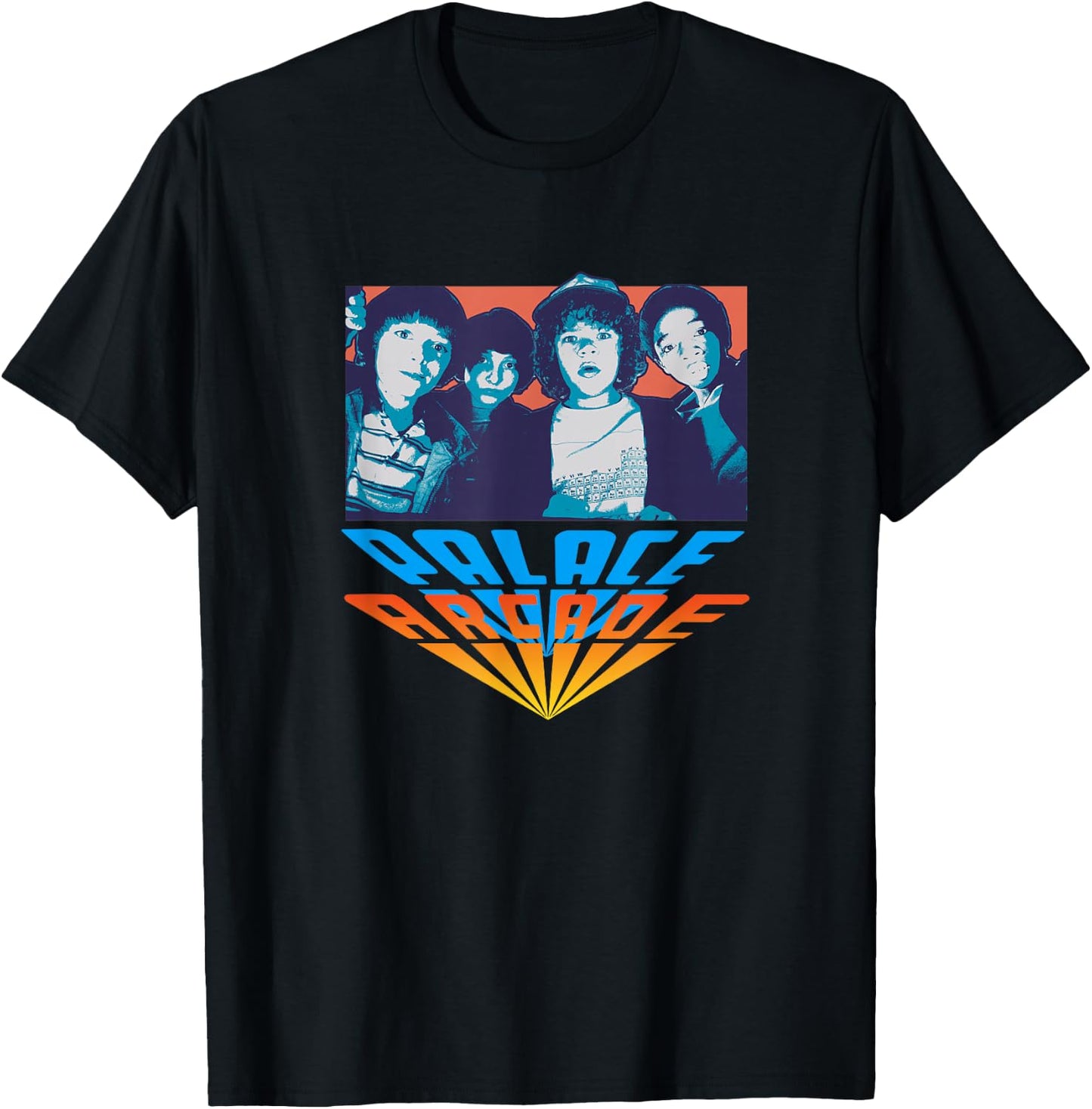 Stranger Things Vintage Retro Palace Arcade Gradient Group T-Shirt - T-Shirt | Black