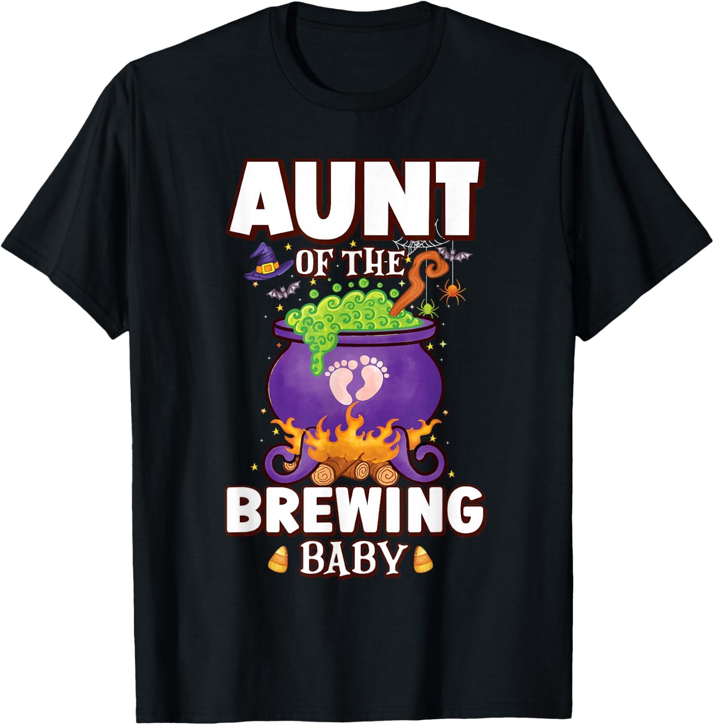 Spooky Aunt of Brewing Baby Halloween Theme Baby Shower T-Shirt - T-Shirt | Black