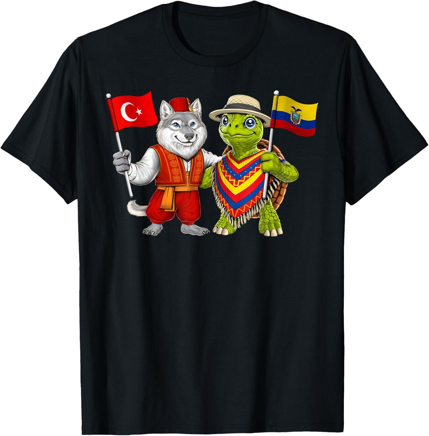 Turkey Ecuador Flag Turkish Ecuadorian Roots Türkiye T-Shirt - T-Shirt | Black