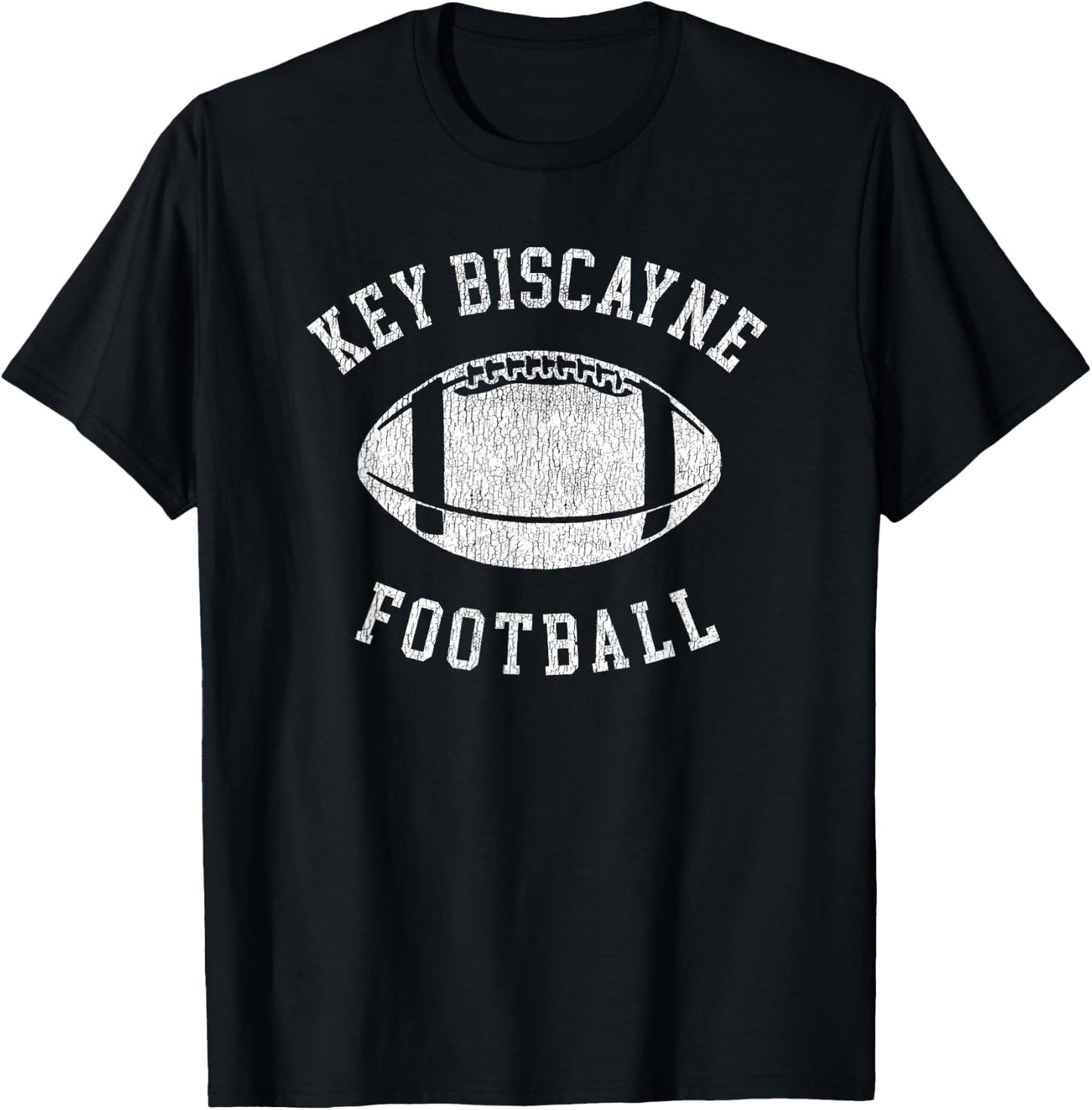 Key Biscayne Football Distressed Vintage 80's Throwback Clas T-Shirt - T-Shirt | Black