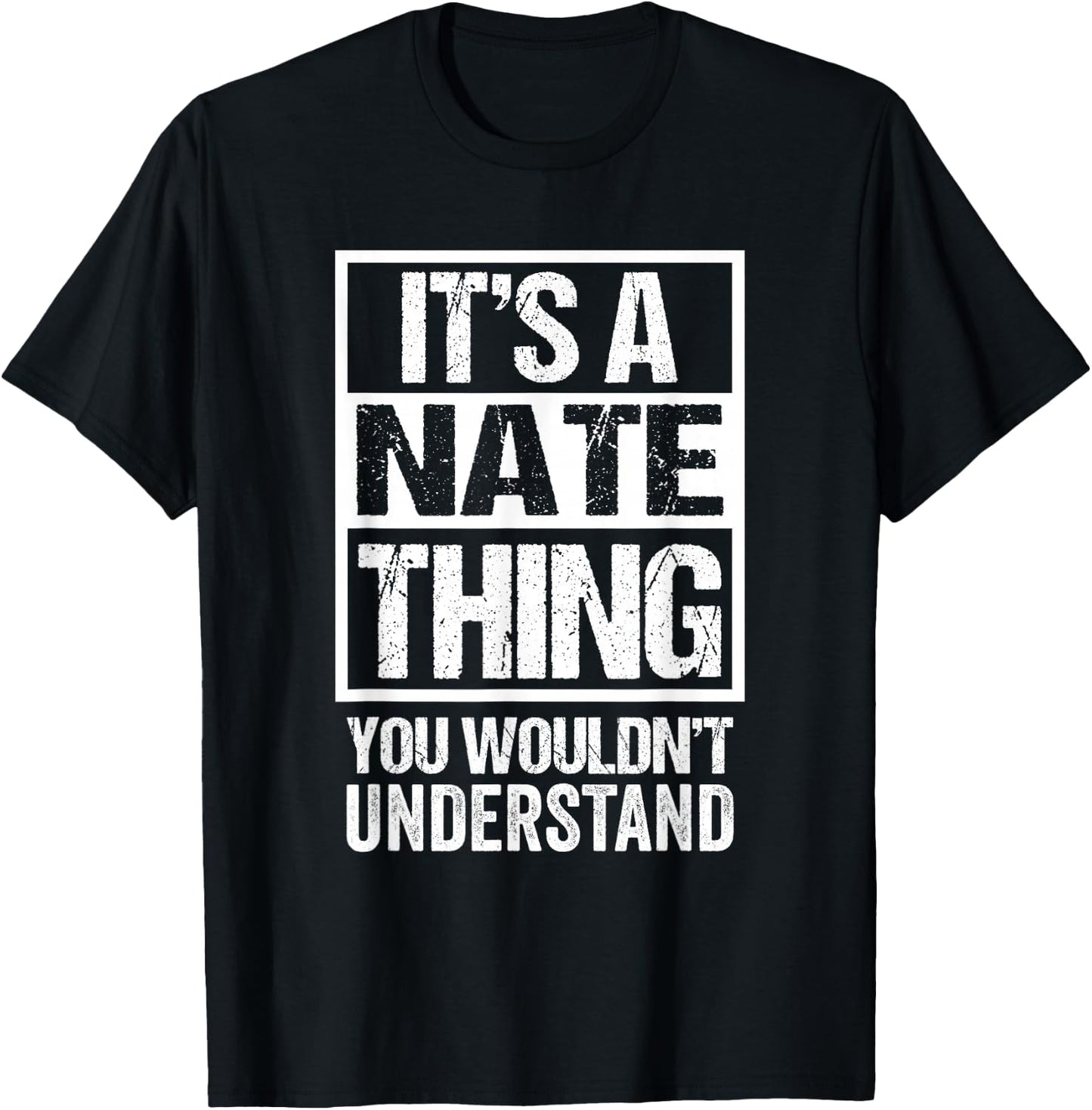 Funny Forename Gift Ideas Nate Nathan Nathaniel Black Small Modern Letter Print T-Shirt - T-Shirt | Black