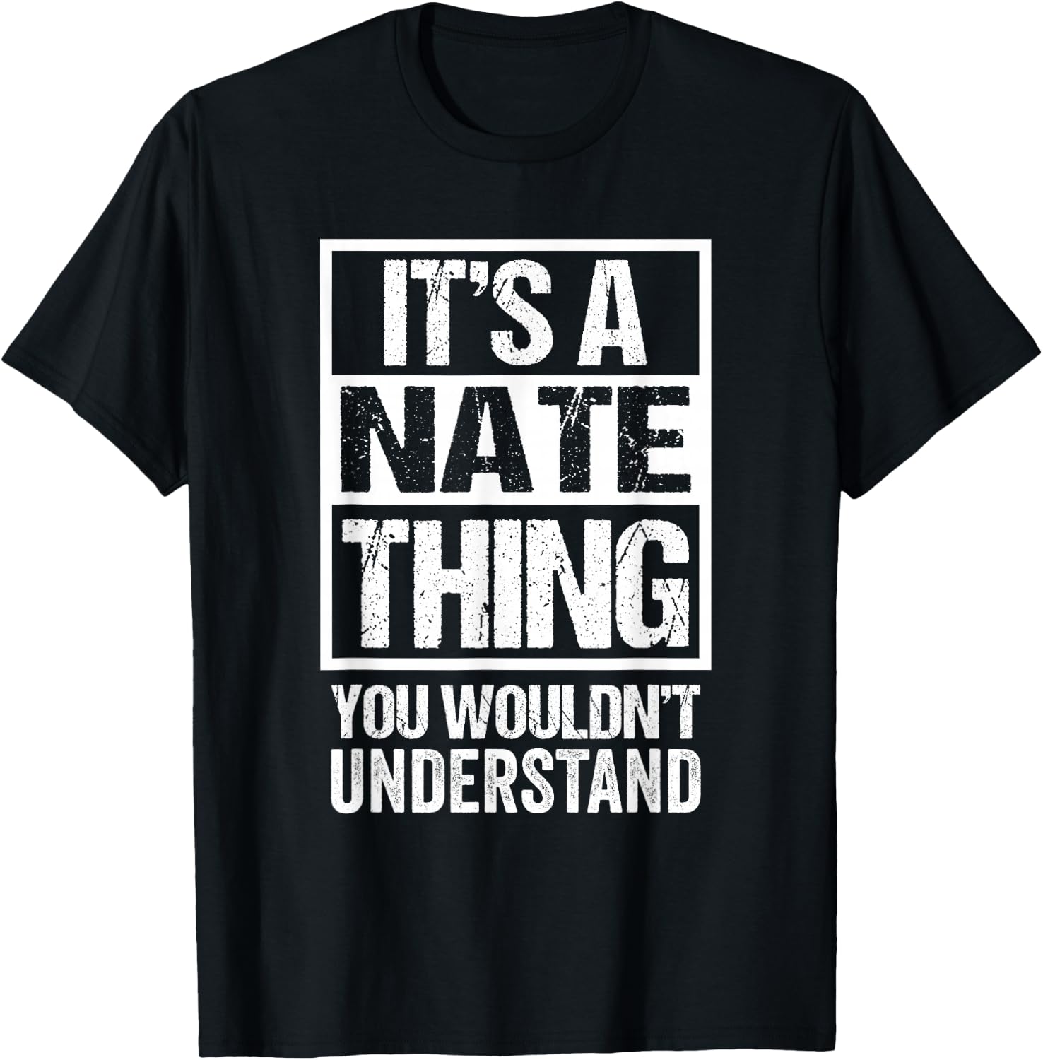Funny Forename Gift Ideas Nate Nathan Nathaniel Black Small Modern Letter Print T-Shirt - T-Shirt | Black