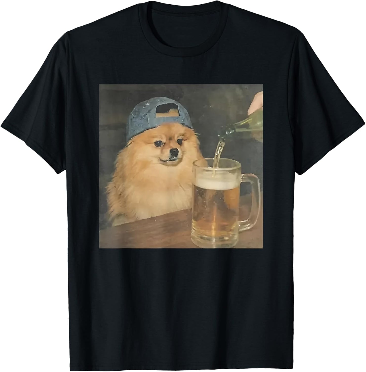 Funny Pomeranian Drinking Beer T-Shirt - T-Shirt | Black