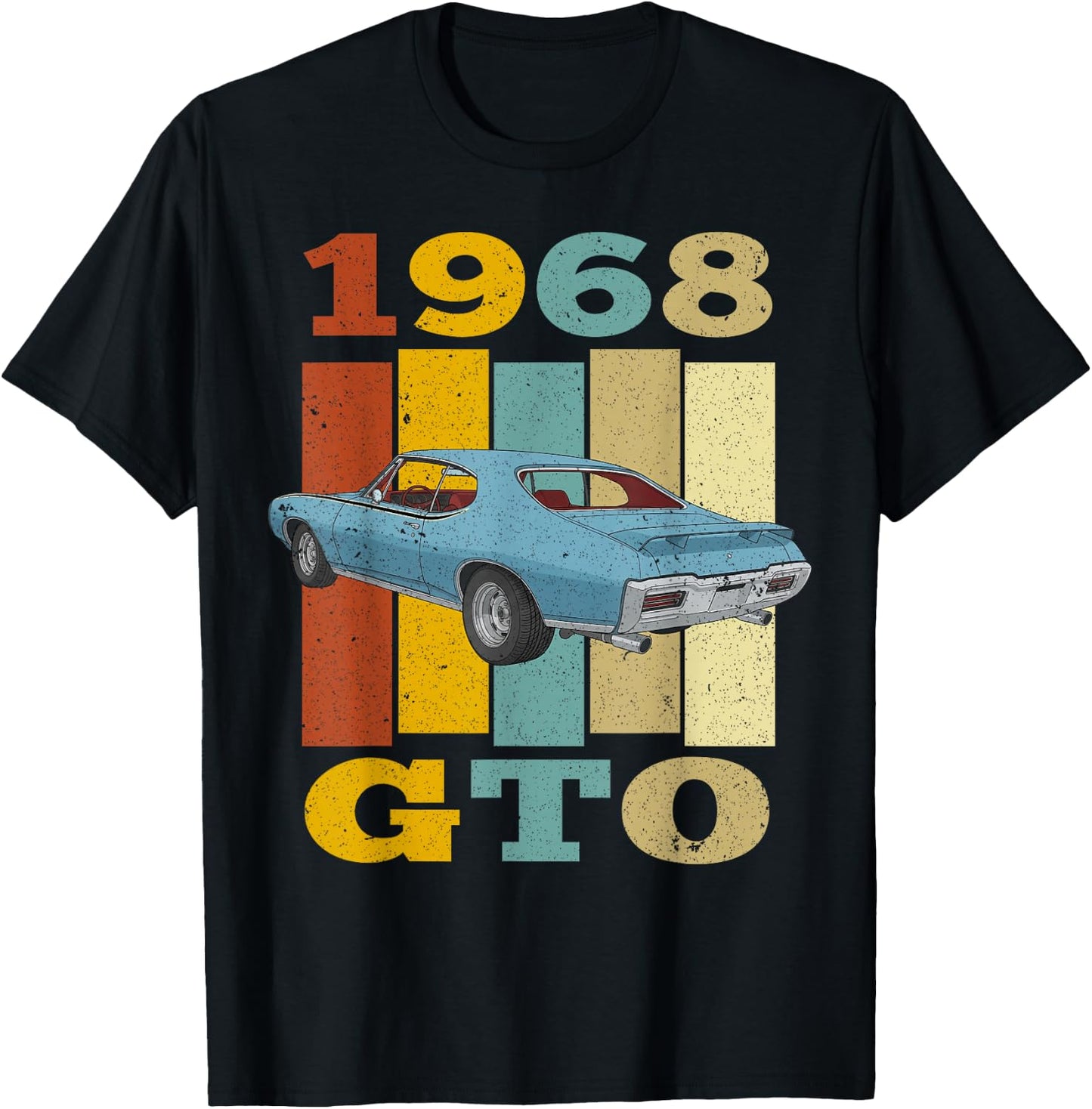 68 1968 GTO Vintage Silhouette Muscle Car T-Shirt - T-Shirt | Black